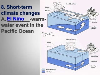 8. Short-term climate changesA. ________-warm- water event in the Pacific Ocean El Niño