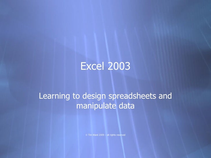 excel 2003 training for