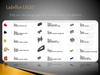 Esta son las piezas que trae nuestro lego mindstorm 
 