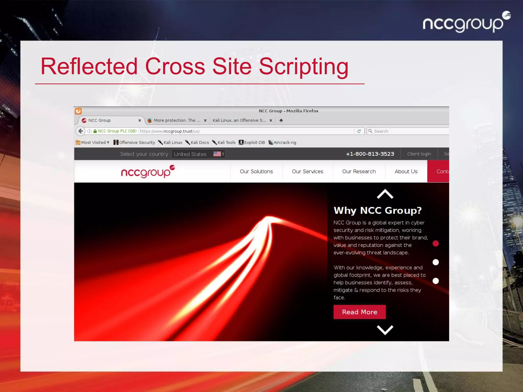 Reflected Cross Site Scripting
 
