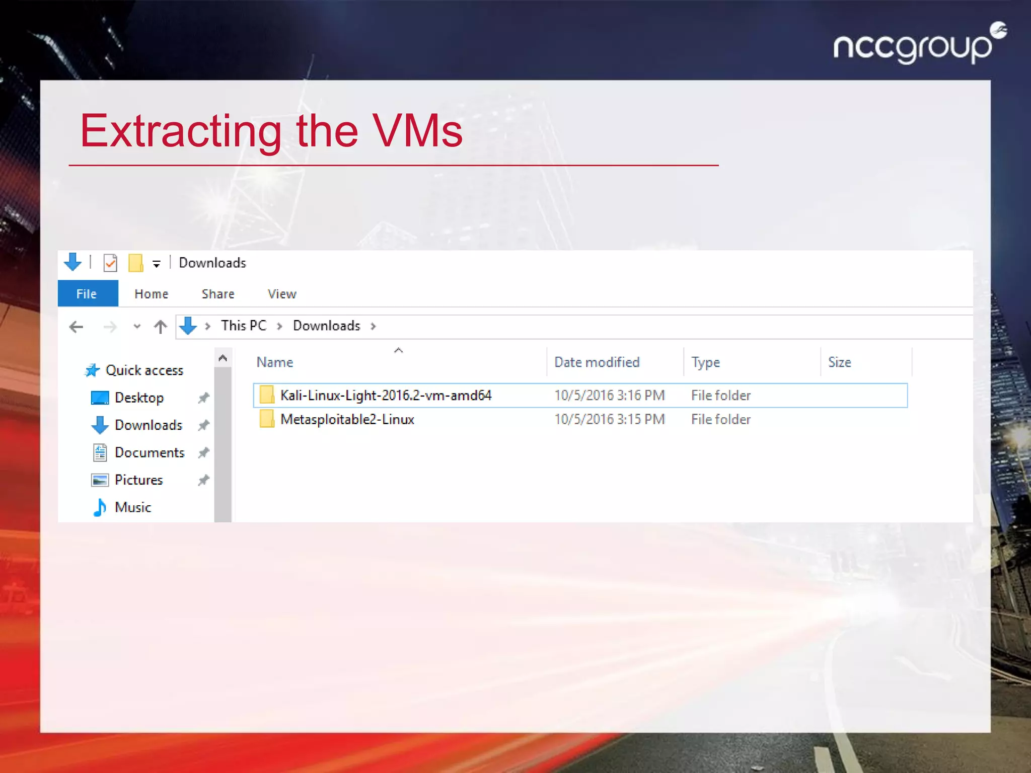 Extracting the VMs
 