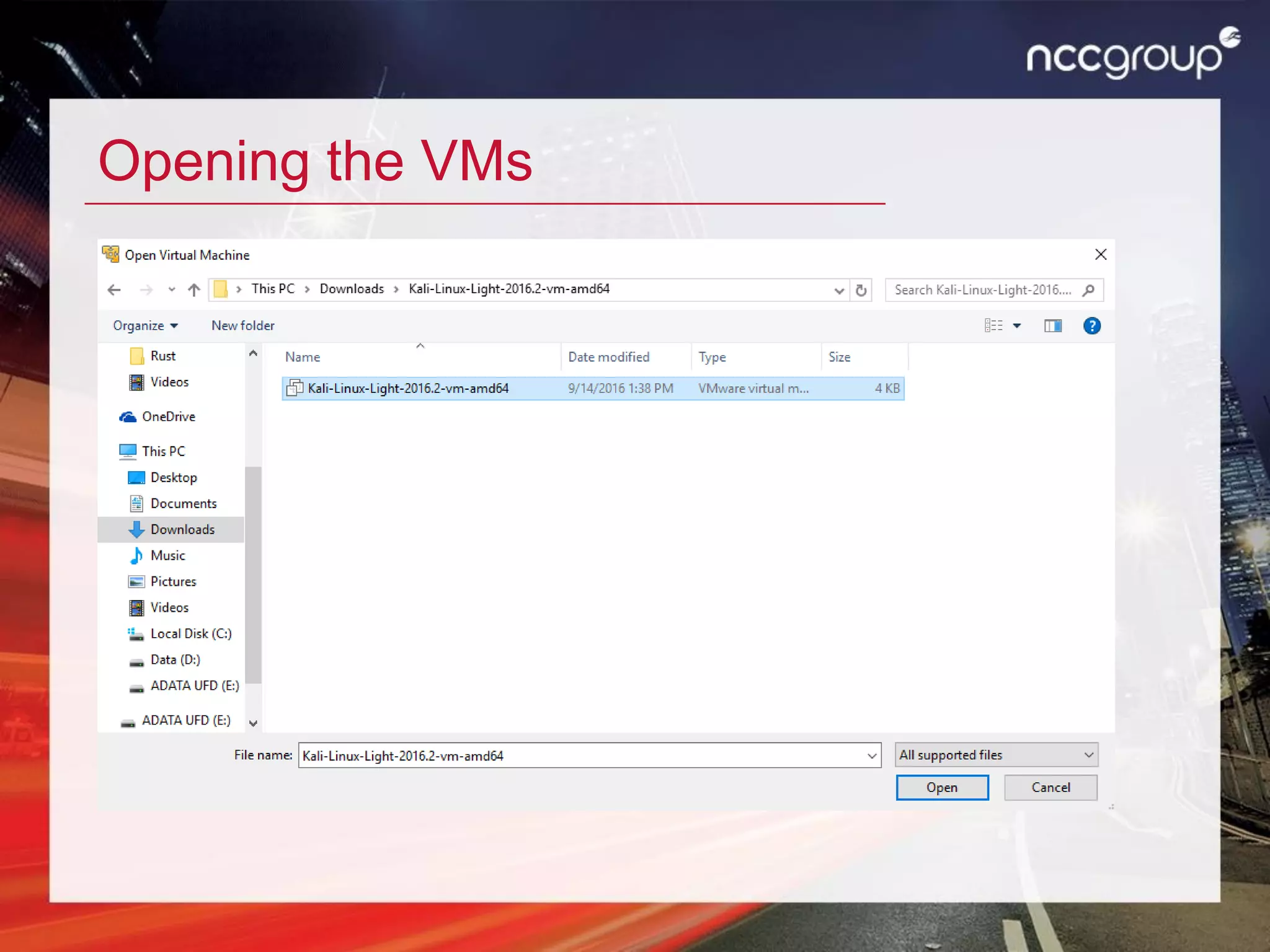 Opening the VMs
 