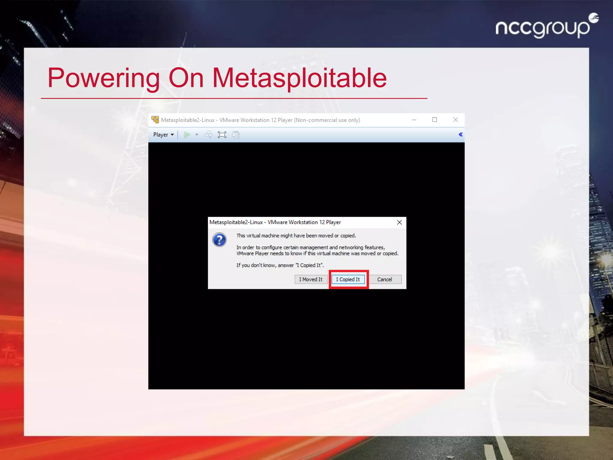 Powering On Metasploitable
 