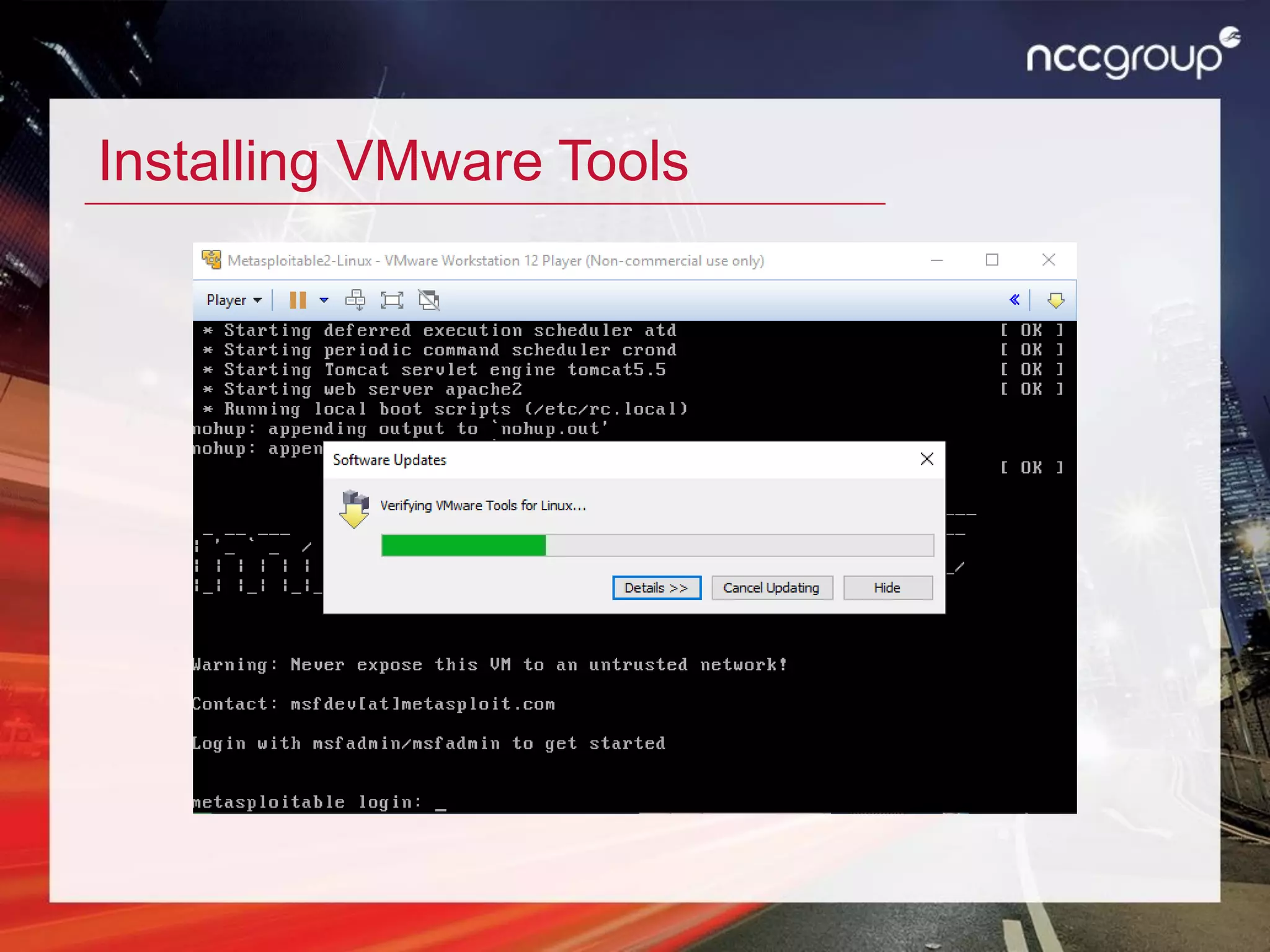Installing VMware Tools
 