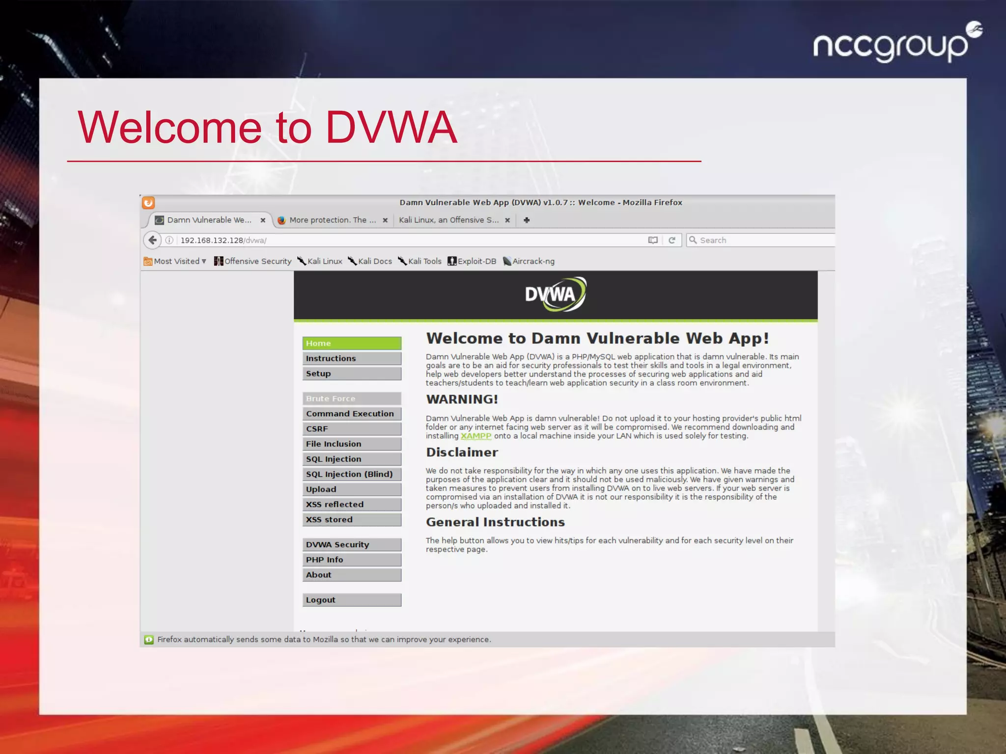 Welcome to DVWA
 