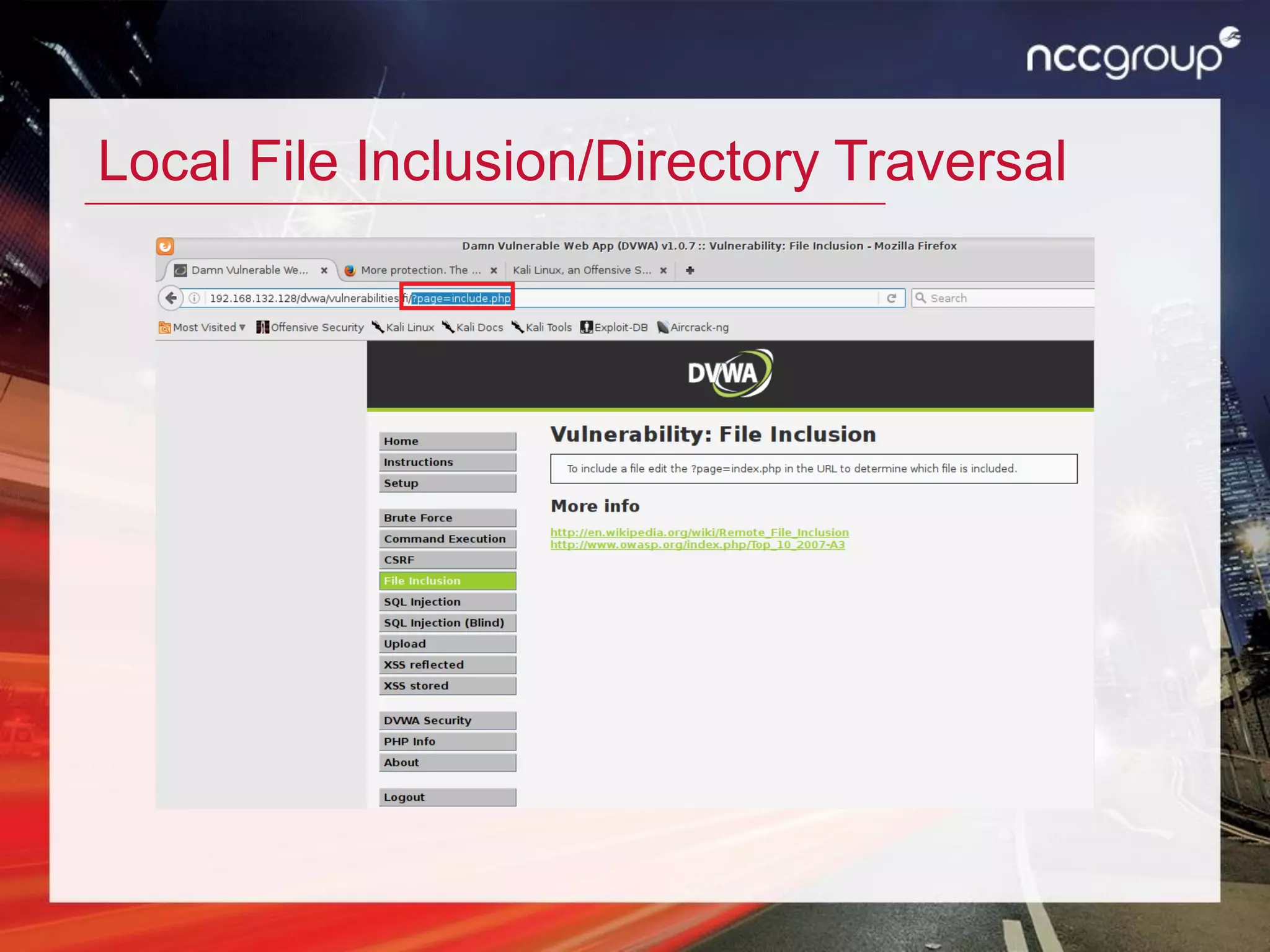 Local File Inclusion/Directory Traversal
 