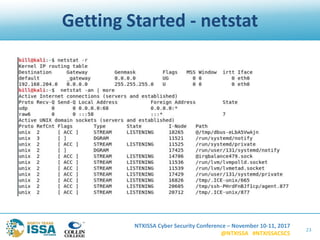 NTXISSA Cyber Security Conference – November 10-11, 2017
@NTXISSA #NTXISSACSC5
Getting Started - netstat
23
 