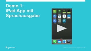© 2015 Nuance Communications, Inc. All rights reserved. 33
Demo 1:
iPad App mit
Sprachausgabe
 