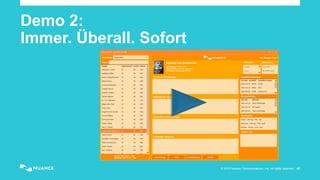 © 2015 Nuance Communications, Inc. All rights reserved. 40
Demo 2:
Immer. Überall. Sofort
 