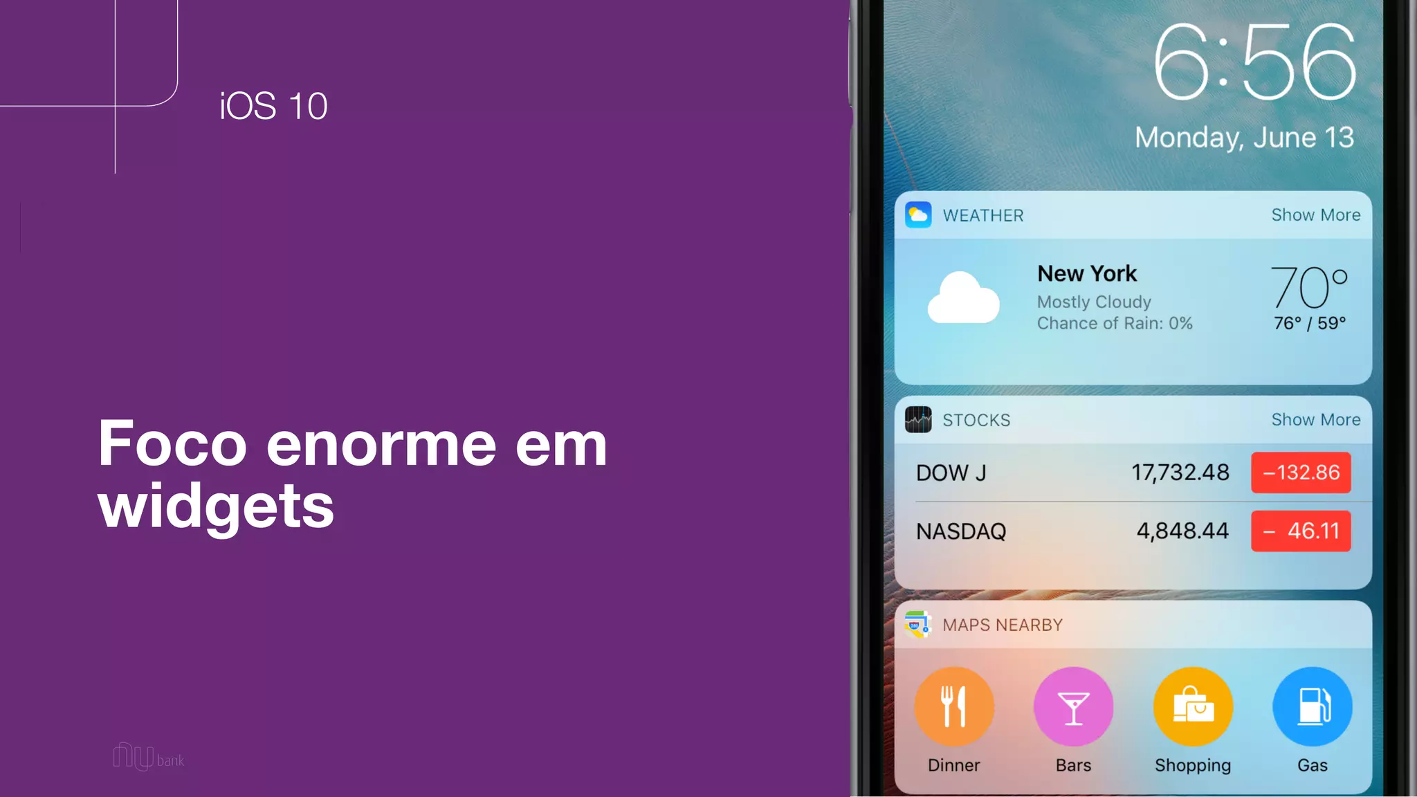 70
Foco enorme em
widgets
iOS 10
 