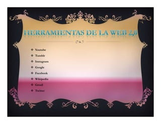  Youtube
 Tumblr
 Instagram
 Google
 Facebook
 Wikipedia
 Gmail
 Twitter
 Youtube
 Tumblr
 Instagram
 Google
 Facebook
 Wikipedia
 Gmail
 Twitter
 