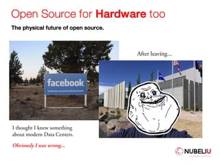 Open Source for Hardware too
The physical future of open source.
I thought I knew something
about modern Data Centers.
Obviously I was wrong...
After leaving...
 