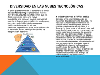 Recuperación a desastres y reducción al mínimo de sus estados de inactividad, interdependencia de los proveedores de servicios al centralizar las aplicaciones y el almacenamientoDesventajasDisponibilidad de acceso está sujeta al acceso a internet.