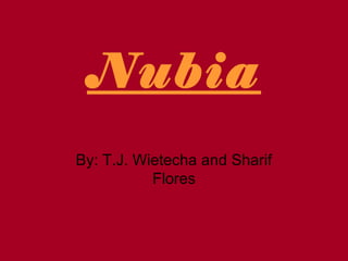 Nubia
By: T.J. Wietecha and Sharif
Flores
 