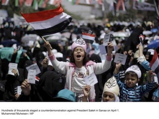 Hundreds of thousands staged a counterdemonstration against President Saleh in Sanaa on April 1.  Muhammed Muheisen / AP  