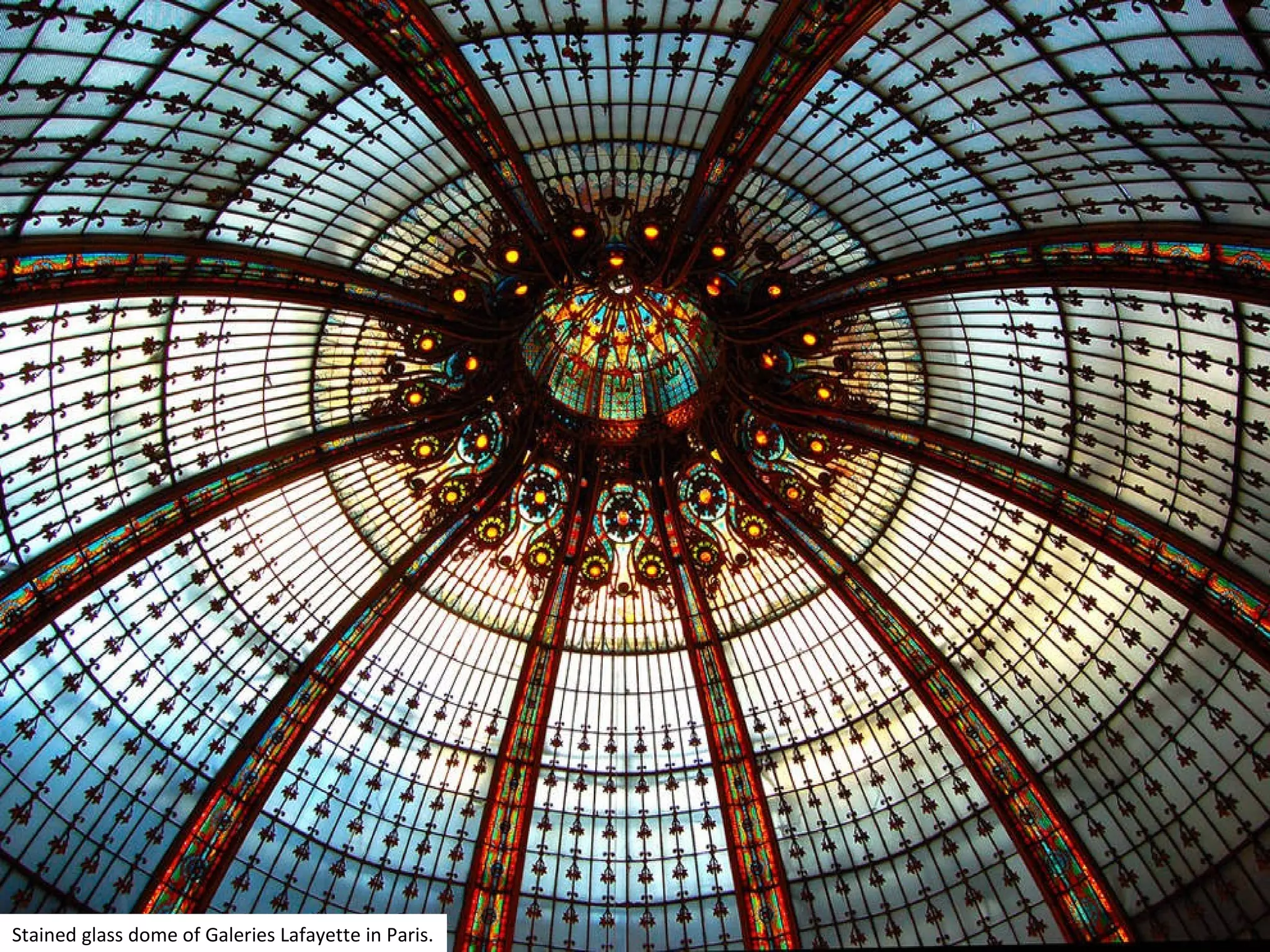 Stained glass dome of Galeries Lafayette in Paris.
 