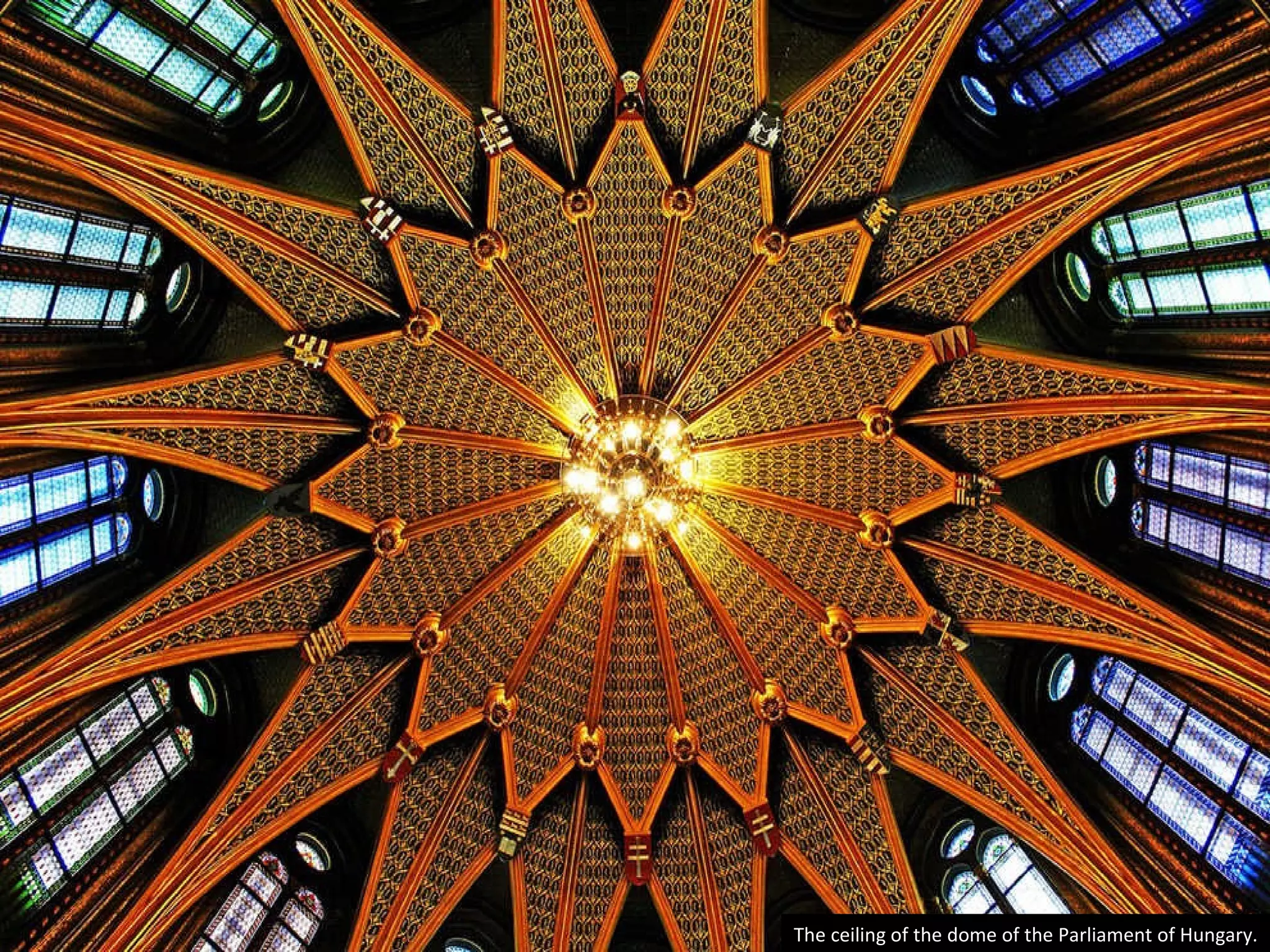 The ceiling of the dome of the Parliament of Hungary.
 