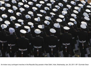 An Indian navy contingent marches in the Republic Day parade in New Delhi, India, Wednesday, Jan. 26, 2011. AP / Gurinder Osan
 