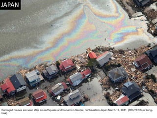 Damaged houses are seen after an earthquake and tsunami in Sendai, northeastern Japan March 12, 2011. (REUTERS/Jo Yong-Hak)  