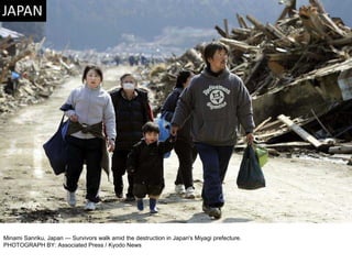Minami Sanriku, Japan — Survivors walk amid the destruction in Japan's Miyagi prefecture. PHOTOGRAPH BY: Associated Press / Kyodo News 