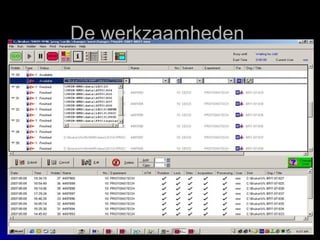 De werkzaamheden   Algemene werkbeschrijving: Aanvragen van LIMS-nummers Afwegen van de samples (70mg) Samples oplossen in 1 ml CDCl3 NMR-buisjes nummeren Gegevens verwerking in het Automation System van de NMR auto sampler 