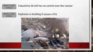 Fukushima 50 still has no control over the reactorMarch 13, 2011
11:01 pm
Explosion in building 4 causes a fireMarch 14, 2011
6:00 am
26
 