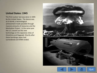 Nuclear Arms Race Power Point Project