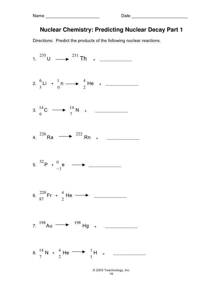 Nuclear Chemistry Worksheet K Answer Key  Livinghealthybulletin