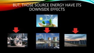 BUT, THOSE SOURCE ENERGY HAVE ITS
DOWNSIDE EFFECTS
 