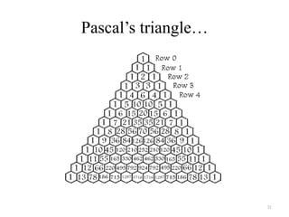 Pascal‟s triangle…




                     31
 
