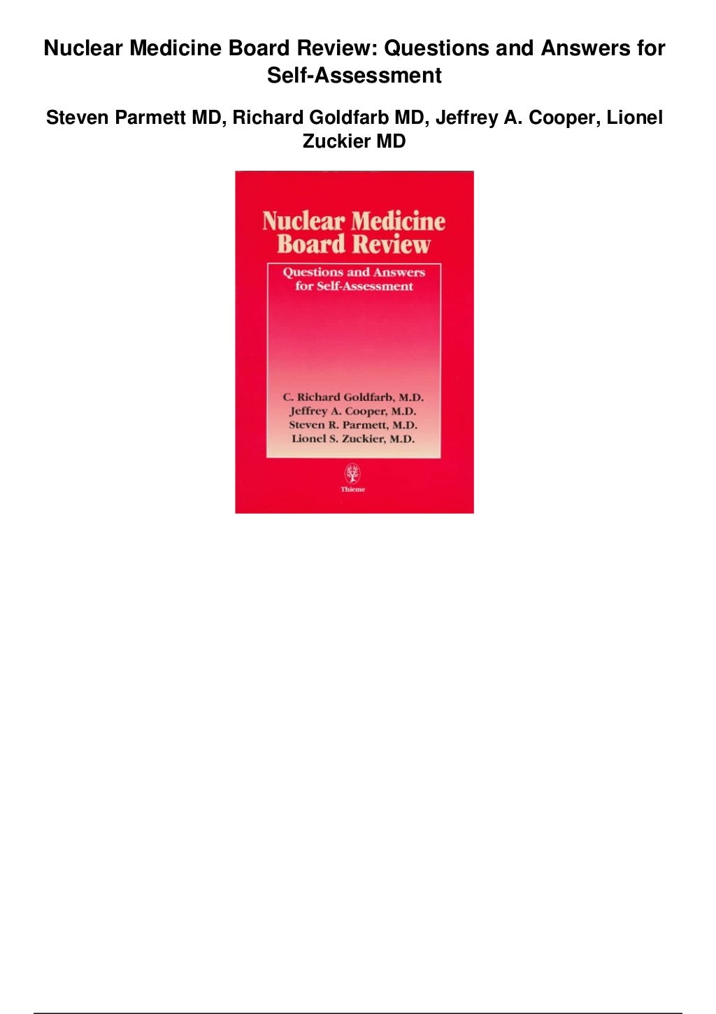 Nuclear medicine board review questions and answers for self assessment pdf