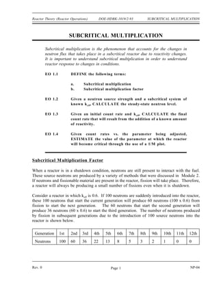 OBJECTIVES DOE-HDBK-1019/2-93 Reactor Theory (Reactor Operations)
Intentionally Left Blank
NP-04 Rev. 0
Page viii
 