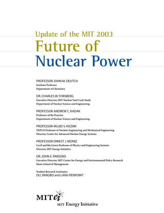 MIT - Future of Nuclear Power | PDF
