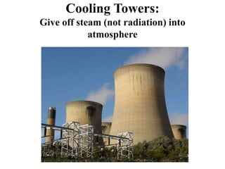 Cooling Towers:
Give off steam (not radiation) into
atmosphere
 