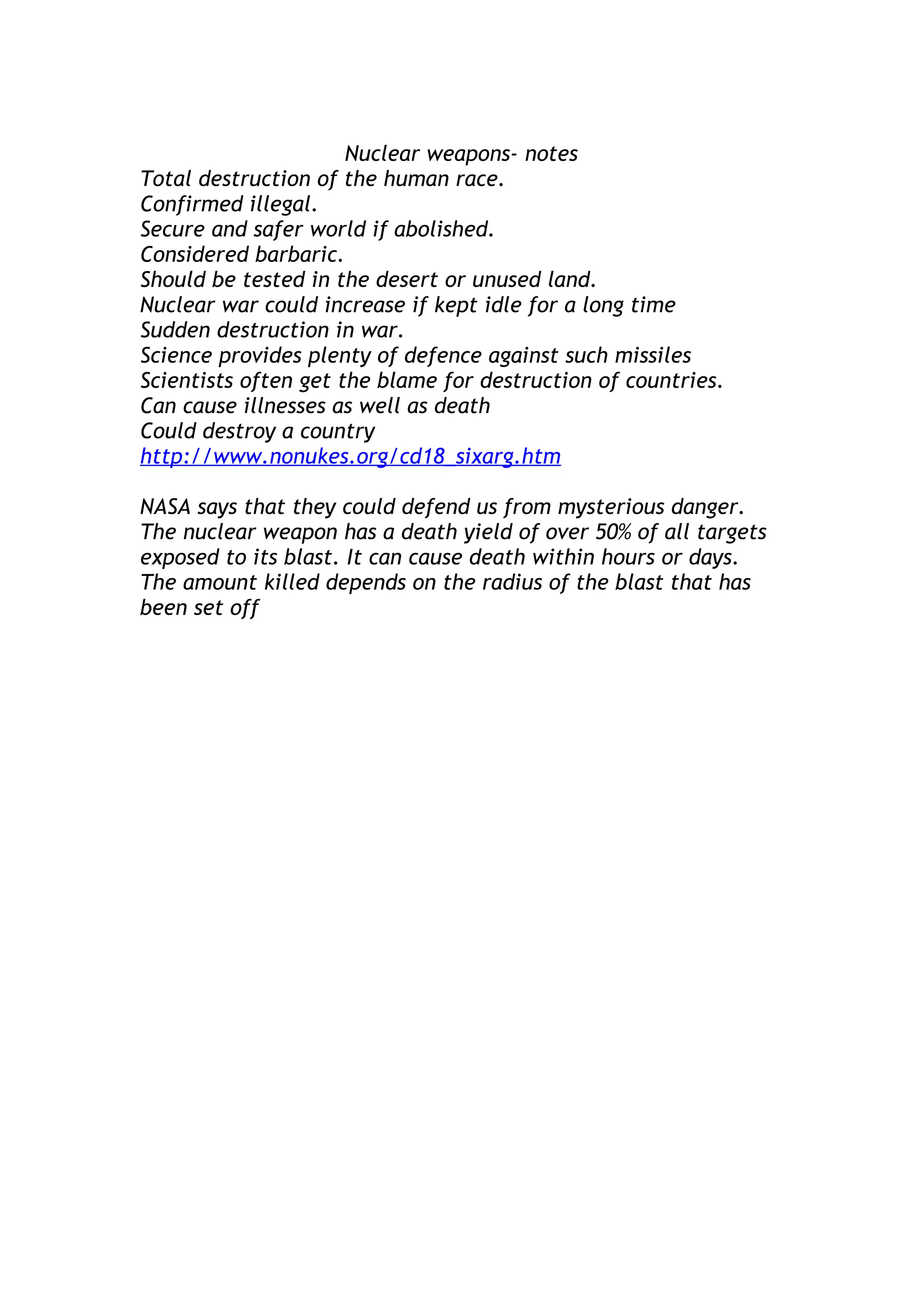 Nuclear Weapon Notes | DOC