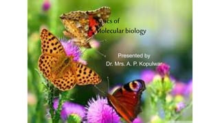 Presented by
Dr. Mrs. A. P. Kopulwar
Basics of
Molecularbiology