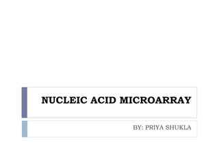 NUCLEIC ACID MICROARRAY
BY: PRIYA SHUKLA
 