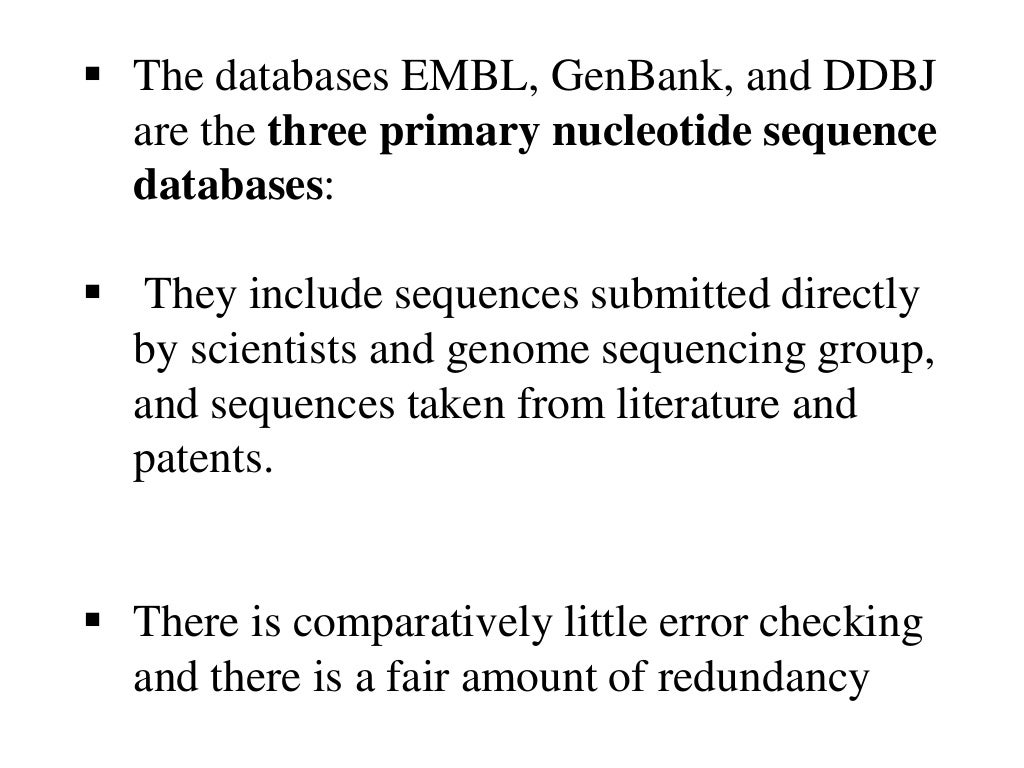 Nucleic Acid Sequence databases