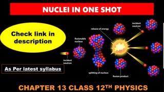 CHAPTER 13 CLASS 12TH PHYSICS
NUCLEI IN ONE SHOT
Check link in
description
As Per latest syllabus
 