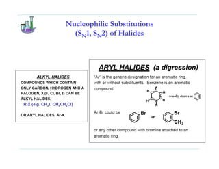 Nucleophilic Substitutions
  (SN1, SN2) of Halides
 