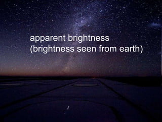 apparent brightness
(brightness seen from earth)
 