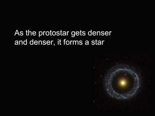 As the protostar gets denser
and denser, it forms a star
 