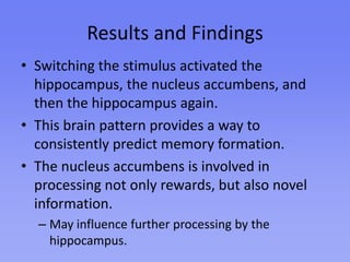 ProcedureImplanted the electrodes in the nucleus accumbens of the patients.Turned on the stimulator to send electrical signals to that part of the brain.Turned the stimulator on and off over a period of weeks and tracked development of symptoms by questionnaires.
