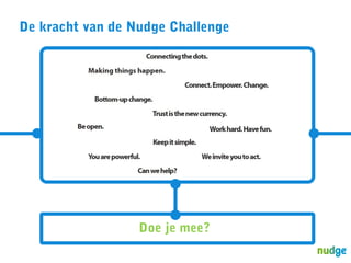 De kracht van de Nudge Challenge

Doe je mee?

 