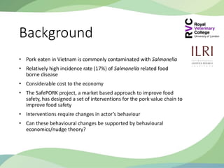 Exploring behavioural economics: Using 'nudge theory' to improve the effectiveness of SafePORK interventions in Vietnam