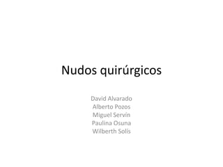 Nudos quirúrgicos David Alvarado Alberto Pozos Miguel Servín Paulina Osuna Wilberth Solís 