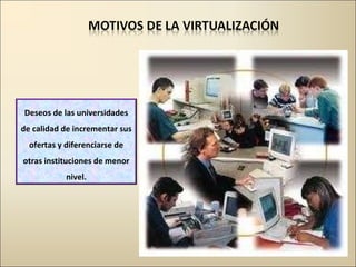 Deseos de las universidades de calidad de incrementar sus ofertas y diferenciarse de otras instituciones de menor nivel. 