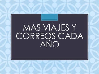 MAS VIAJES Y
CORREOS CADA
AÑO
 