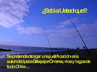 ¿Sabía Usted que?: Se pretende otorgar una justificación a la autoridad para “despejar” mares, ríos y lagos de todo Chile ... 