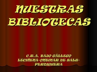NUESTRAS BIBLIOTECAS C.R.A. BAJO GÁLLEGO LECIÑENA-ONTINAR DE SALZ-PERDIGUERA 